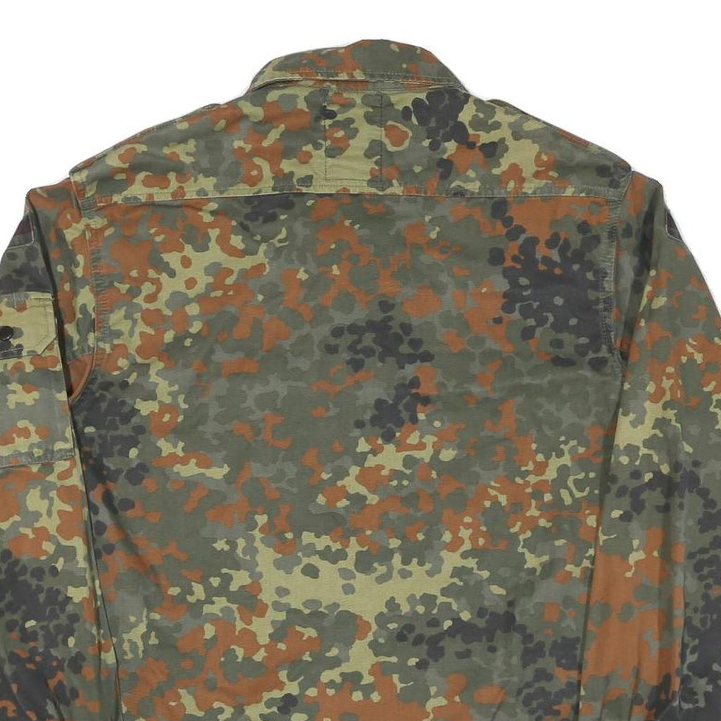 Womens Green Camouflage Love Patch Cotton Blend Shirt S Military Style Long