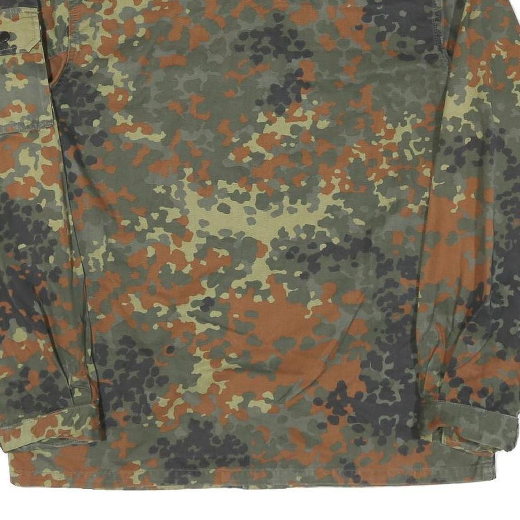 Womens Green Camouflage Love Patch Cotton Blend Shirt S Military Style Long