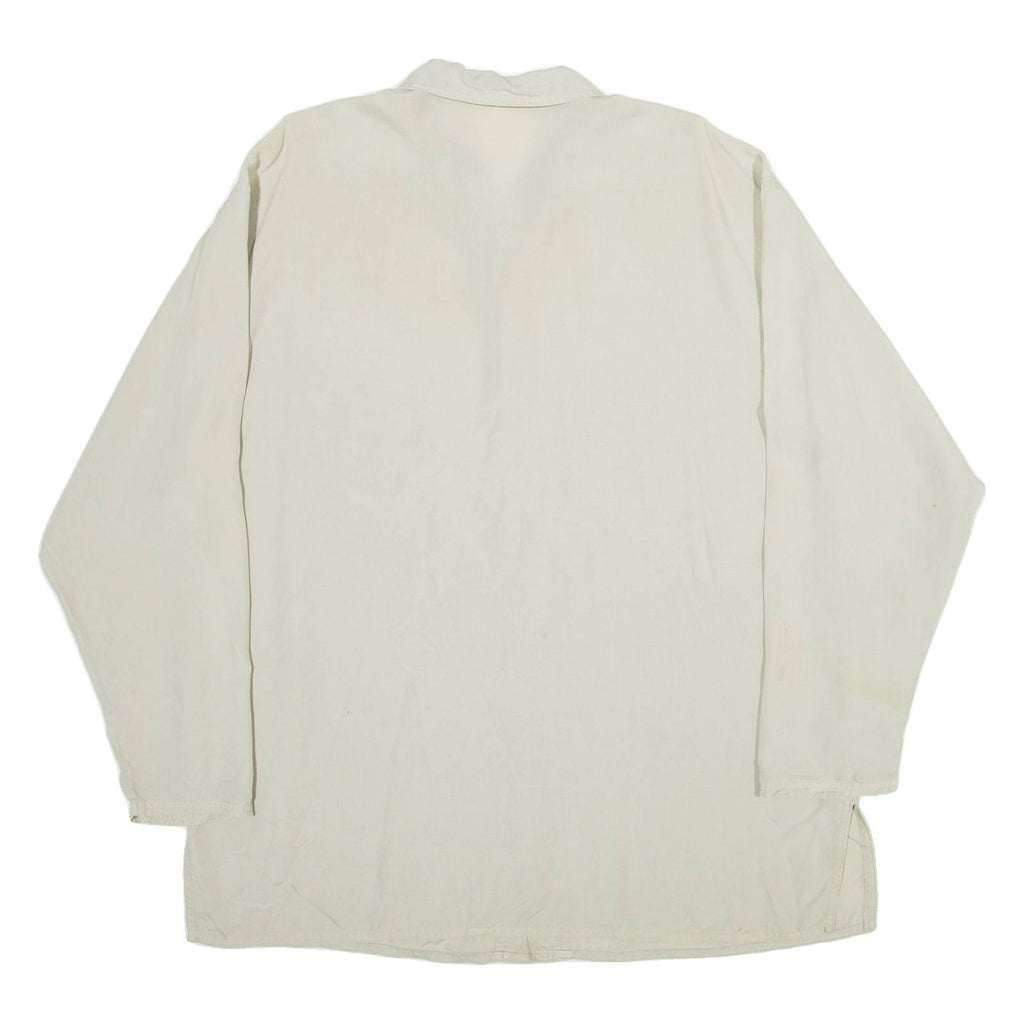 NILE Mens Plain Shirt Beige Long Sleeve L