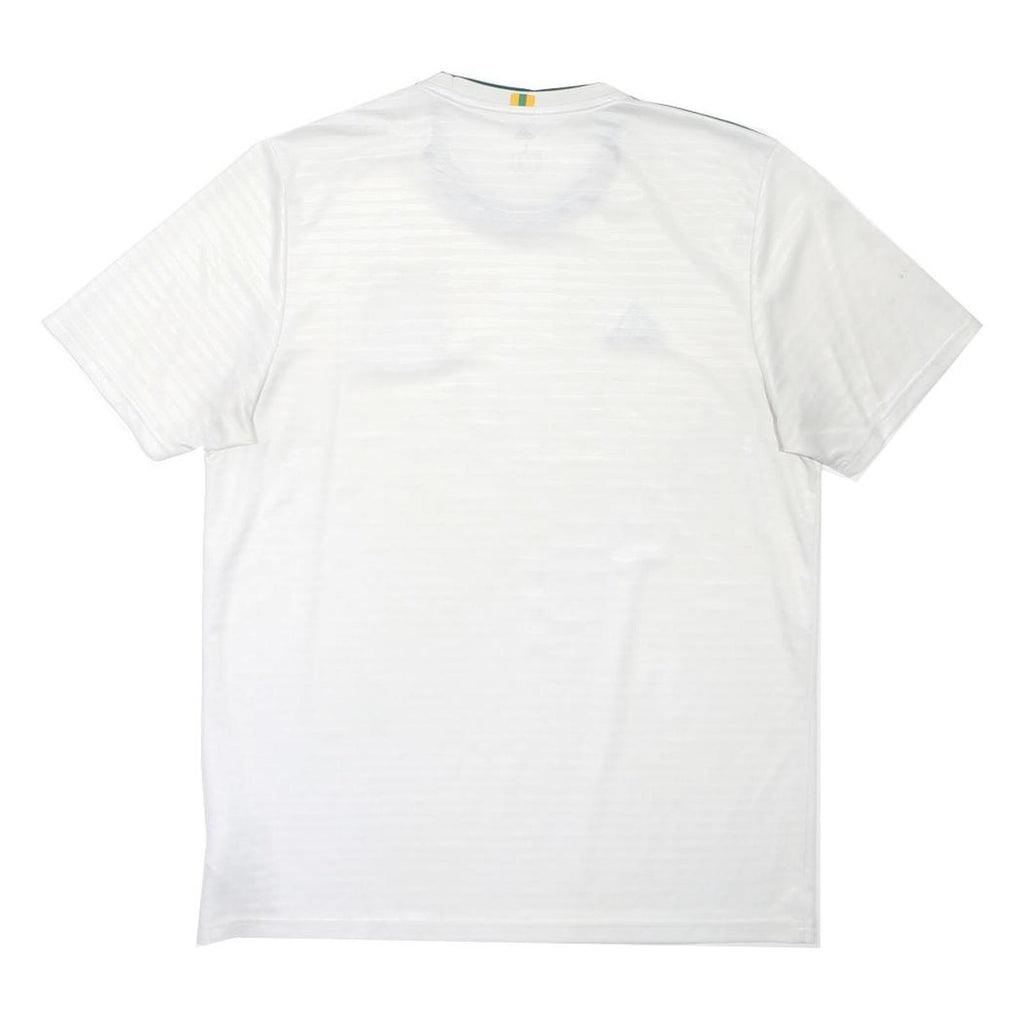 ADIDAS Mens White & Green Football Shirt L Short Sleeve Crew Neck Logo