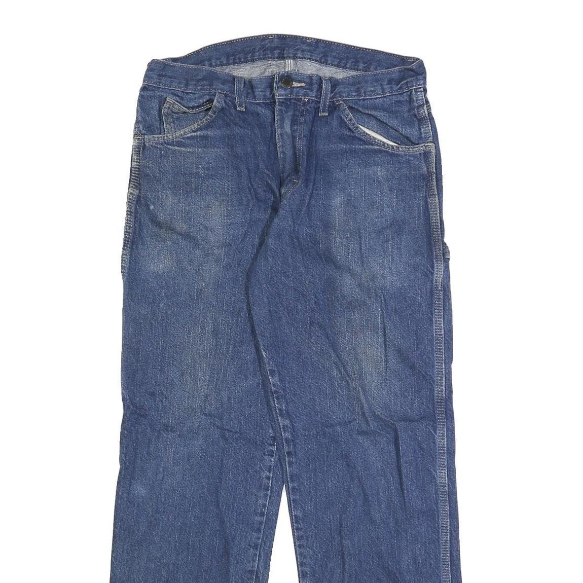 DICKIES Mens Jeans Blue Regular Straight Denim Medium W32 L32 Workwear Zip