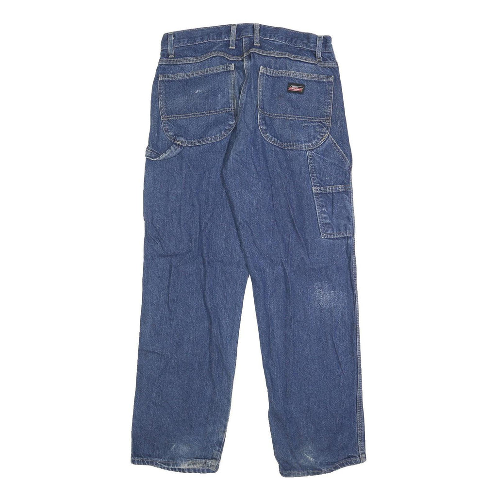 DICKIES Mens Jeans Blue Regular Straight Denim Medium W32 L32 Workwear Zip
