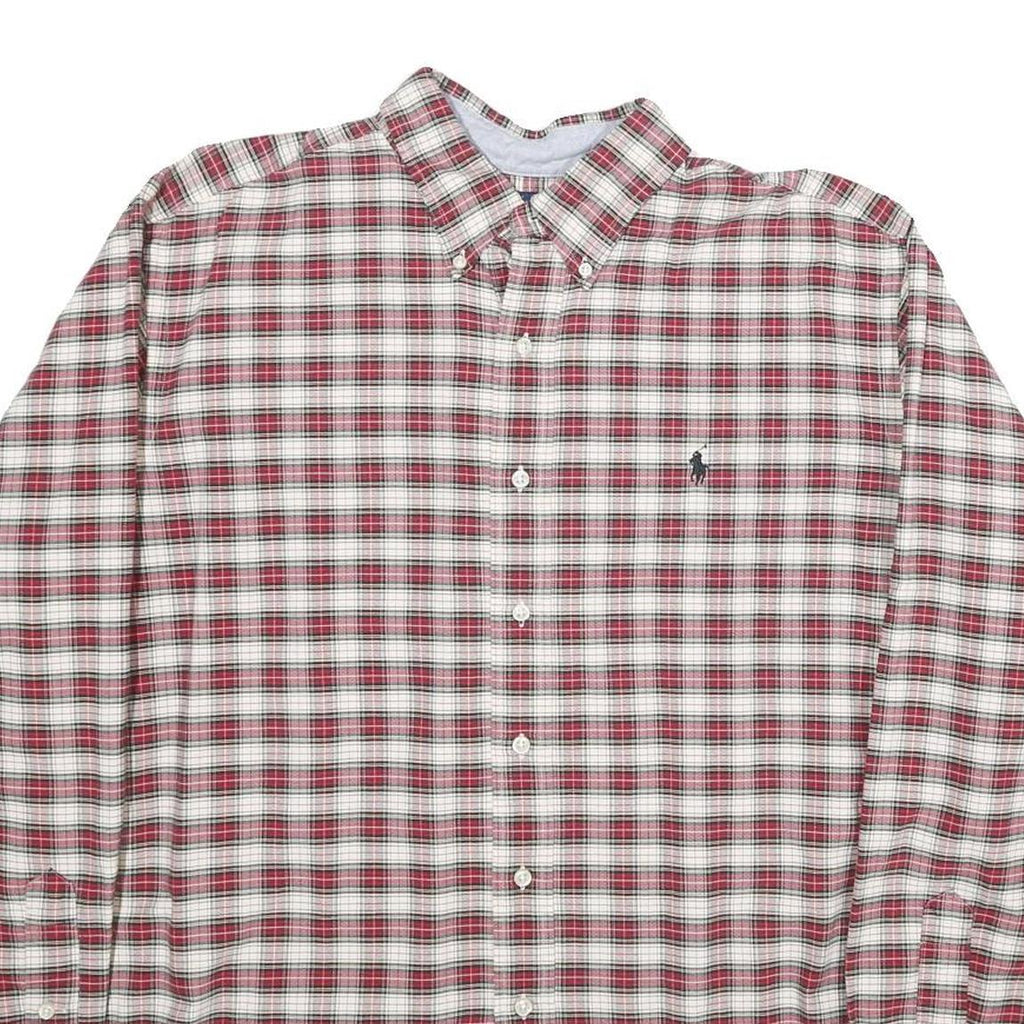 RALPH LAUREN Mens White & Red Check Shirt XL Classic Button-Down Collar Casual