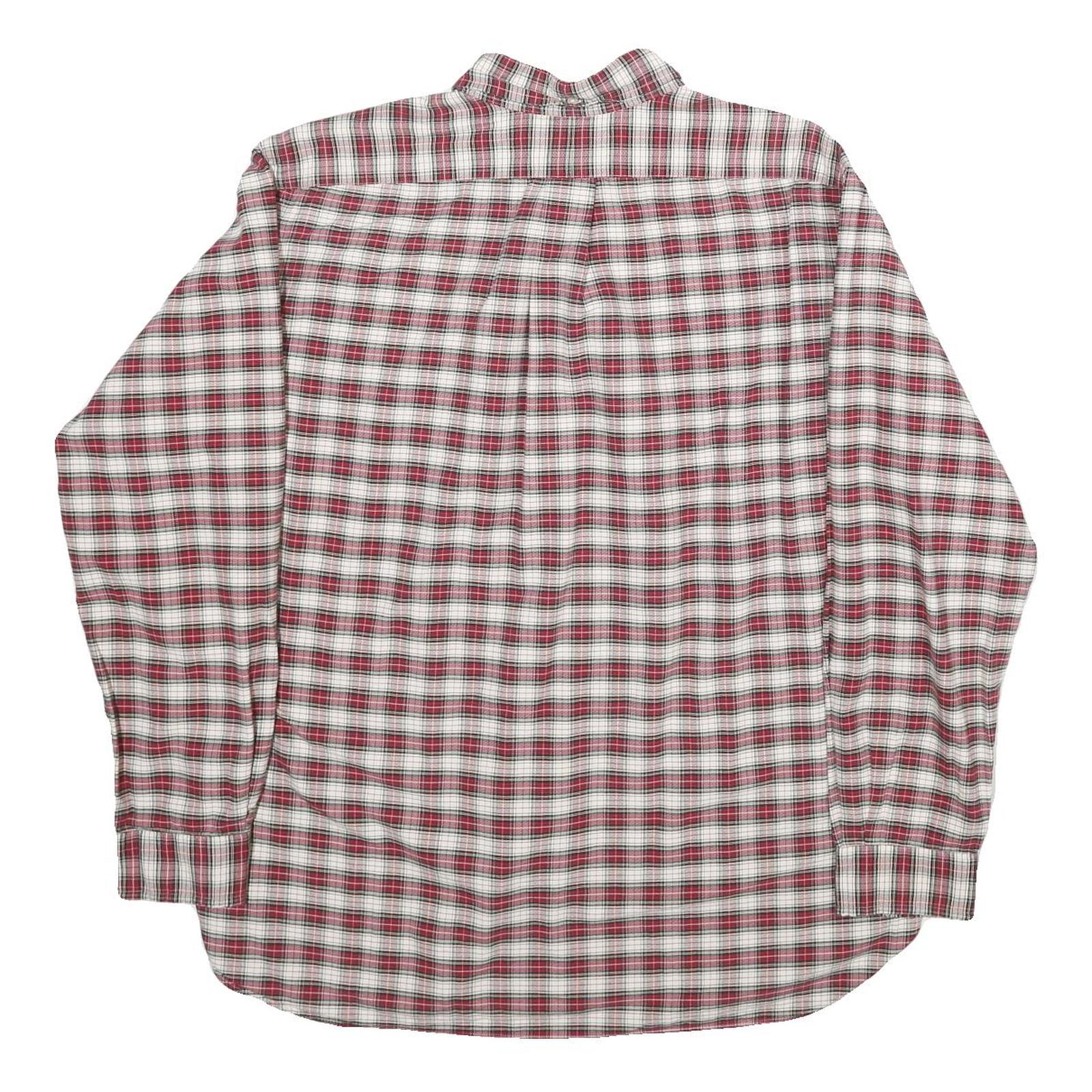 RALPH LAUREN Mens White & Red Check Shirt XL Classic Button-Down Collar Casual