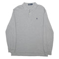 POLO RALPH LAUREN Mens Grey Long Sleeve Plain Polo Shirt L Cotton Classic