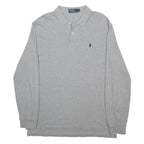POLO RALPH LAUREN Mens Grey Long Sleeve Plain Polo Shirt L Cotton Classic