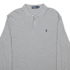 POLO RALPH LAUREN Mens Grey Long Sleeve Plain Polo Shirt L Cotton Classic