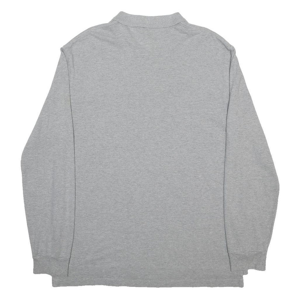 POLO RALPH LAUREN Mens Grey Long Sleeve Plain Polo Shirt L Cotton Classic
