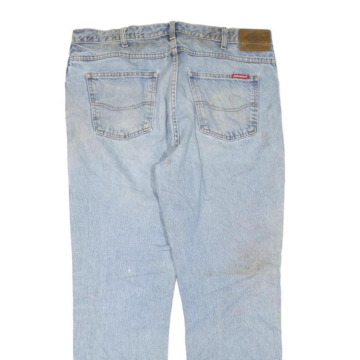 DICKIES Mens Regular Fit Blue Denim W38 L30 Classic Cotton Blend Zip Jeans