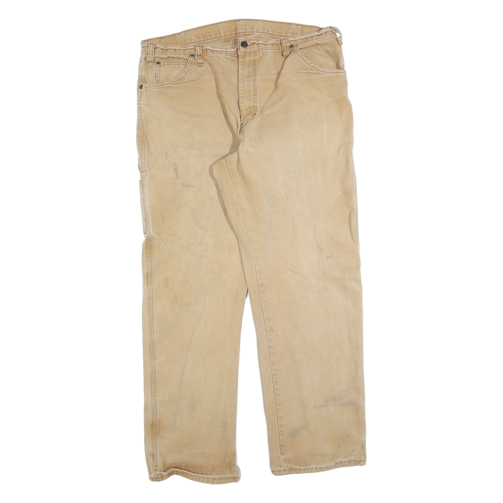 DICKIES Mens Jeans Beige Regular Straight Denim W38 L32 Classic Workwear Zip
