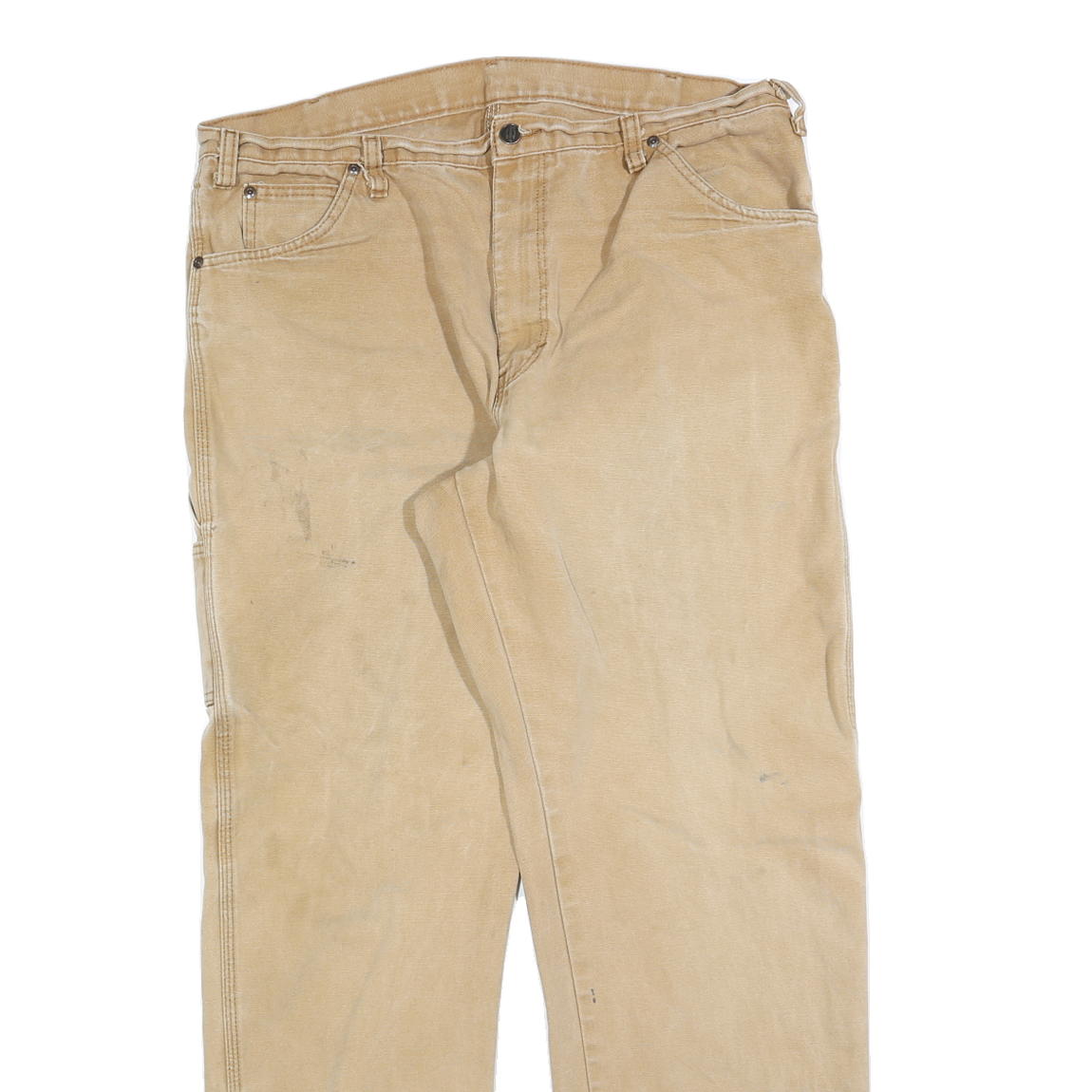 DICKIES Mens Jeans Beige Regular Straight Denim W38 L32 Classic Workwear Zip