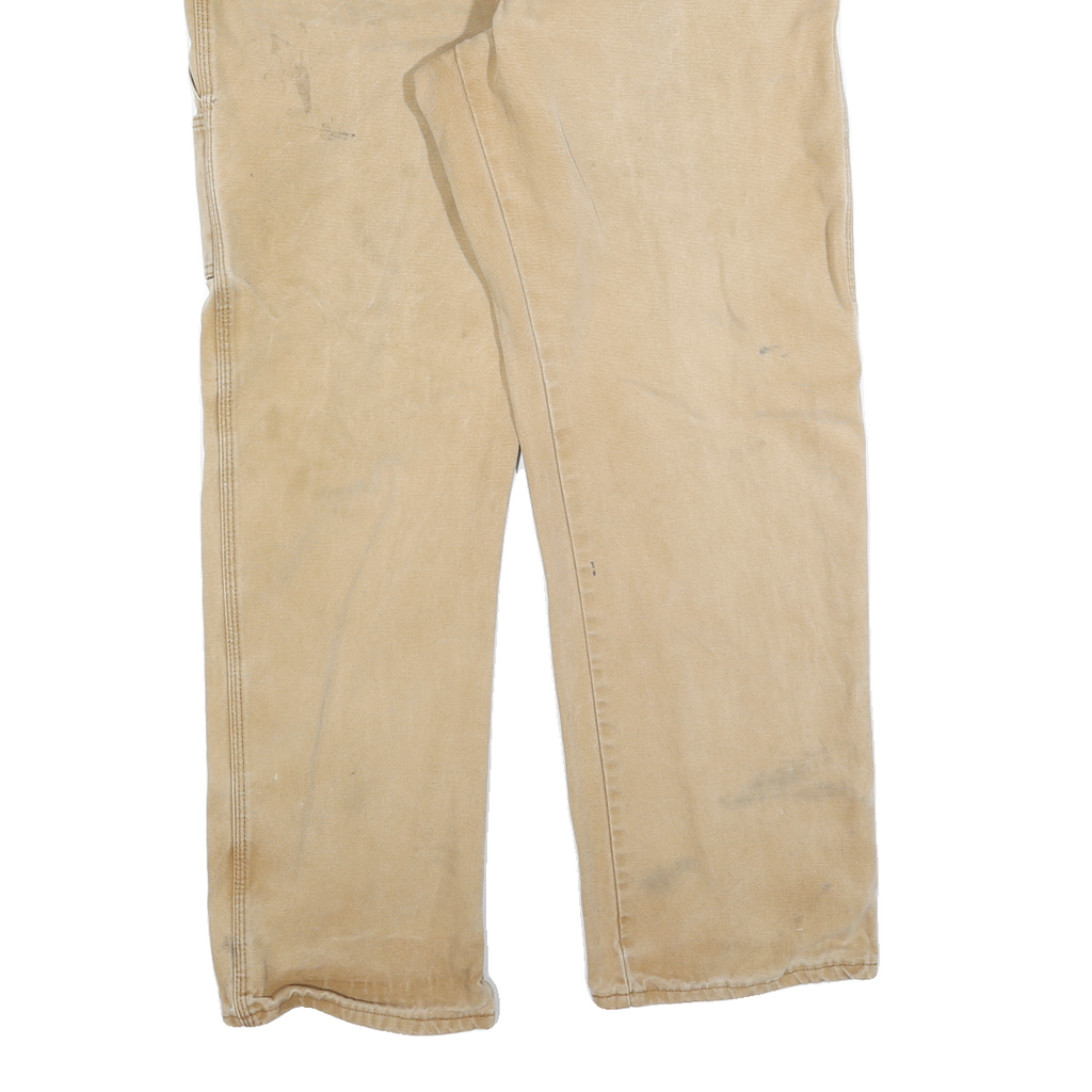 DICKIES Mens Jeans Beige Regular Straight Denim W38 L32 Classic Workwear Zip