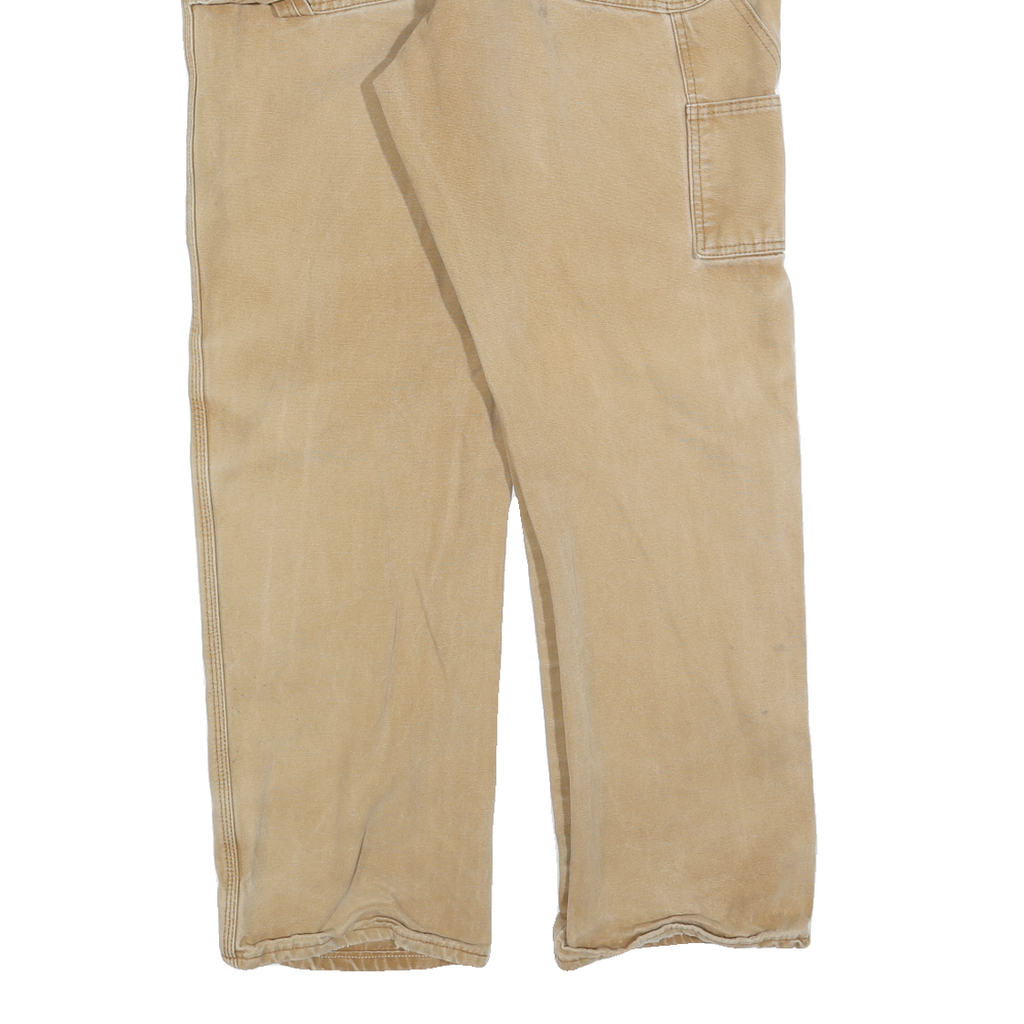 DICKIES Mens Jeans Beige Regular Straight Denim W38 L32 Classic Workwear Zip