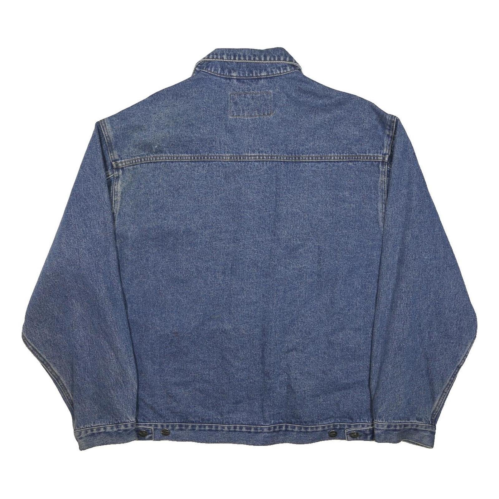 PORT AUTHORITY Mens Blue Denim Button Jacket L Classic Casual Workwear