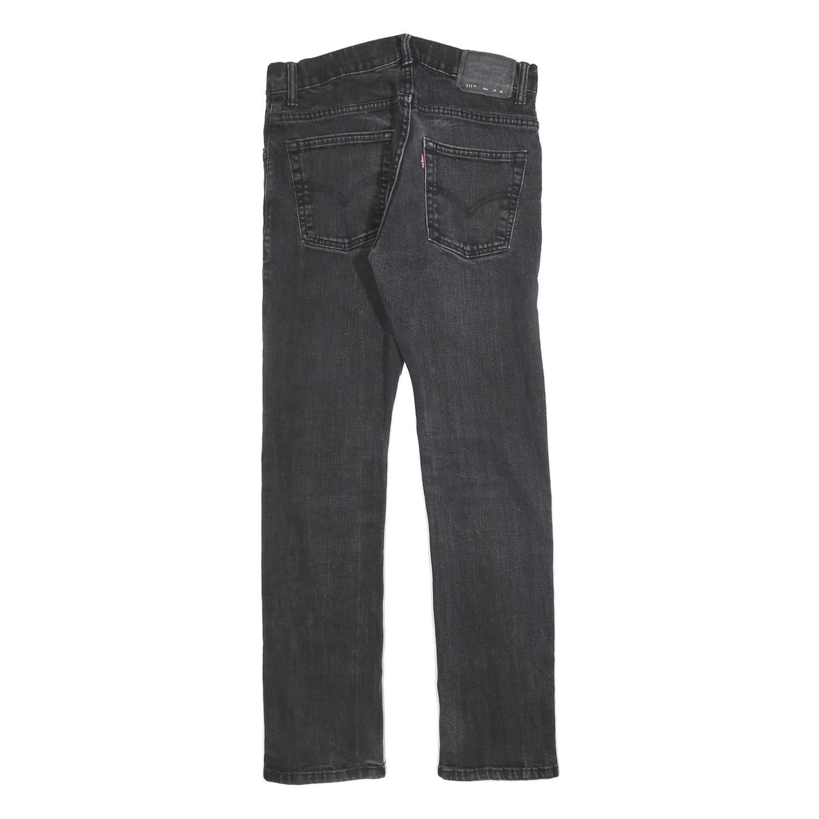 LEVI'S 511 Slim Boys Jeans Black Slim Skinny Denim W28 L28 Zip Cotton Blend
