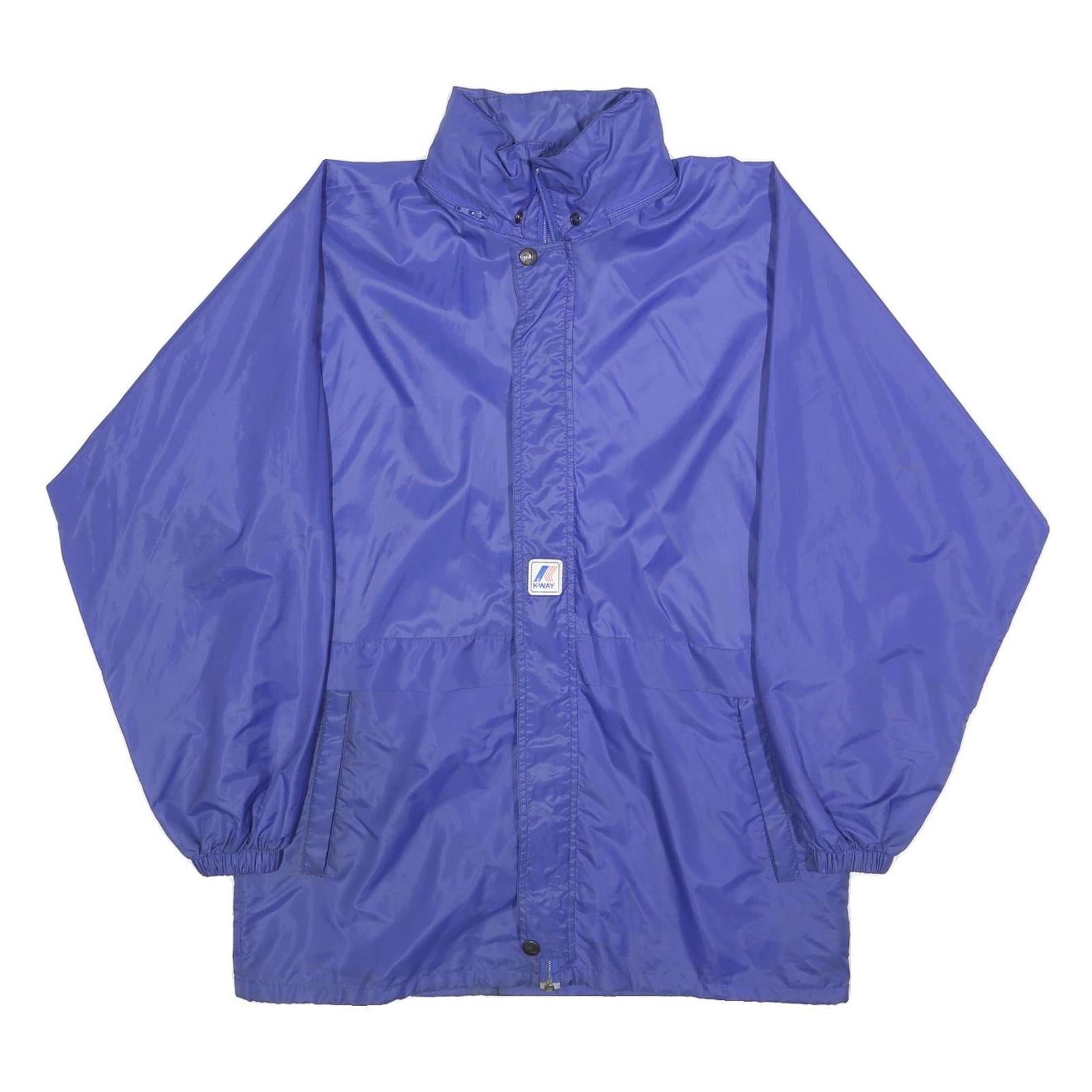 K-WAY Womens Blue Synthetic Jacket M Water Resistant Zip Lightweight