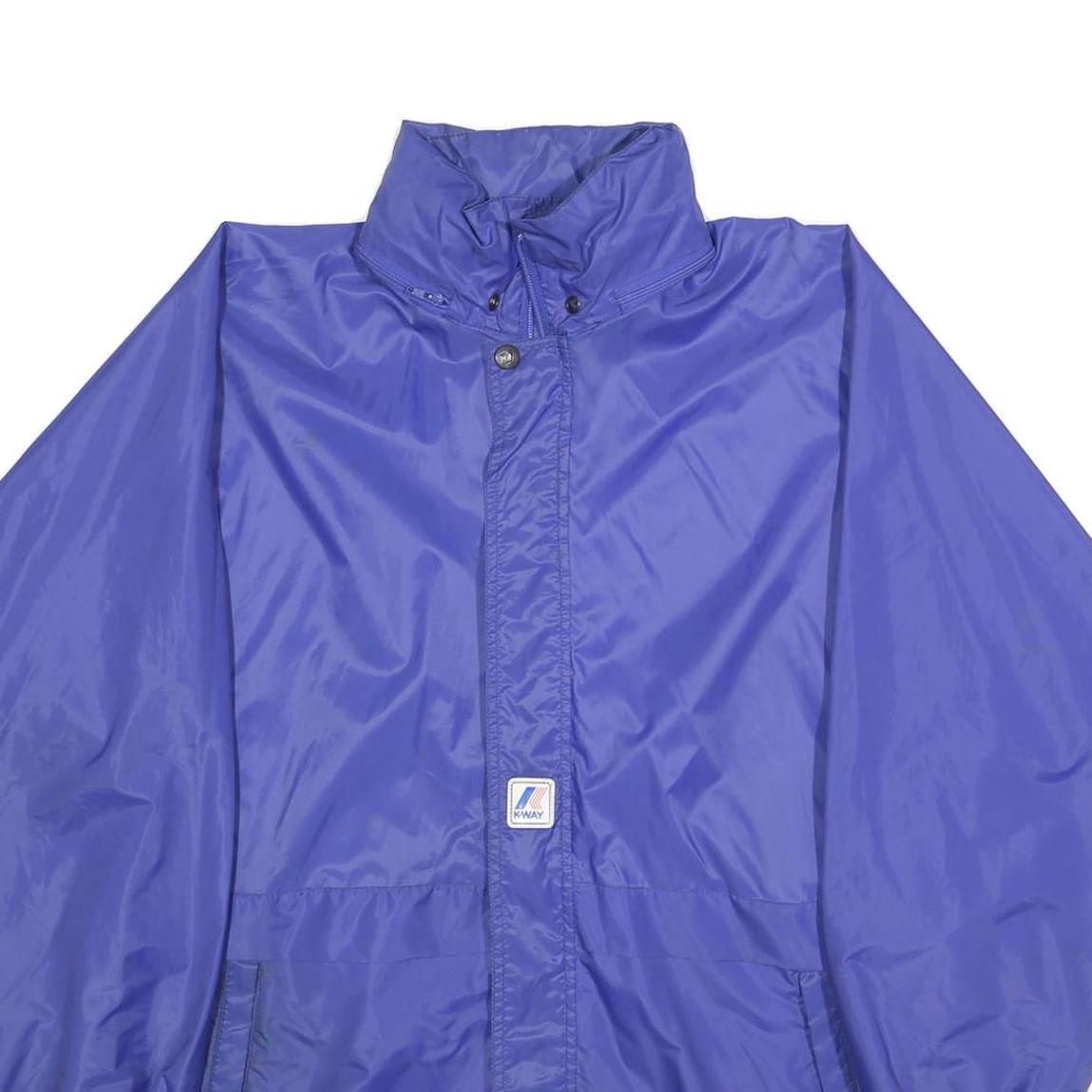 K-WAY Womens Blue Synthetic Jacket M Water Resistant Zip Lightweight