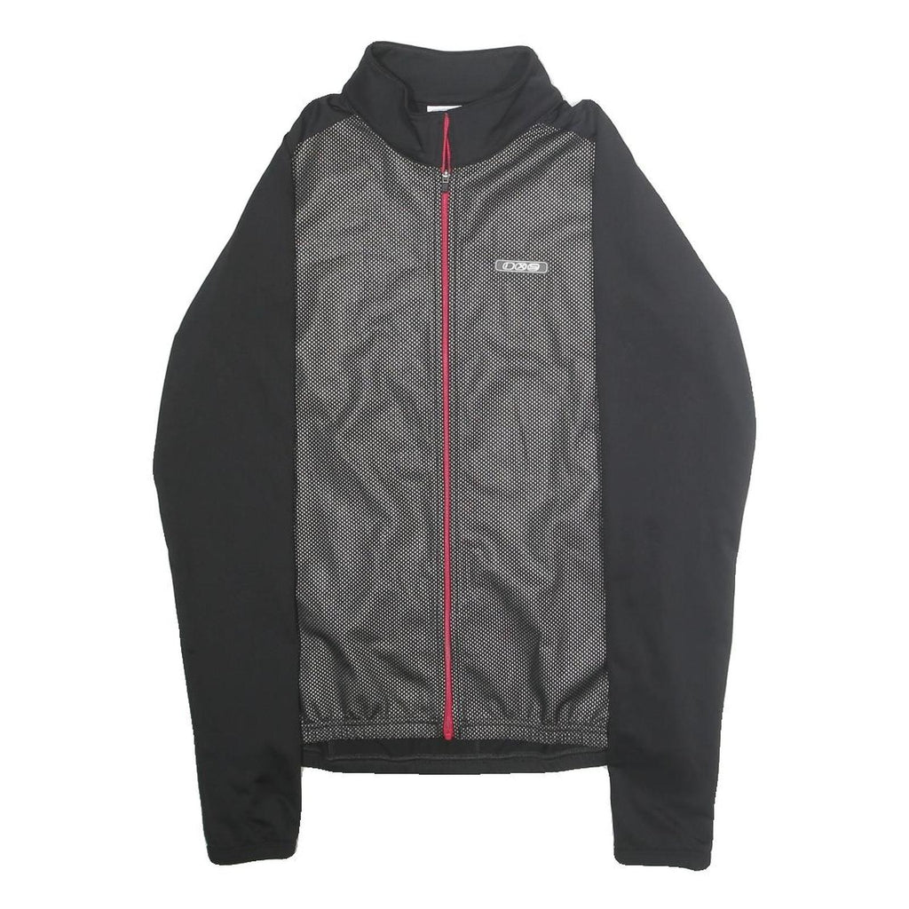 IXS Womens Black & Grey Zip Up Polyester Blend Cycling Jacket UK 12 Printed Logo