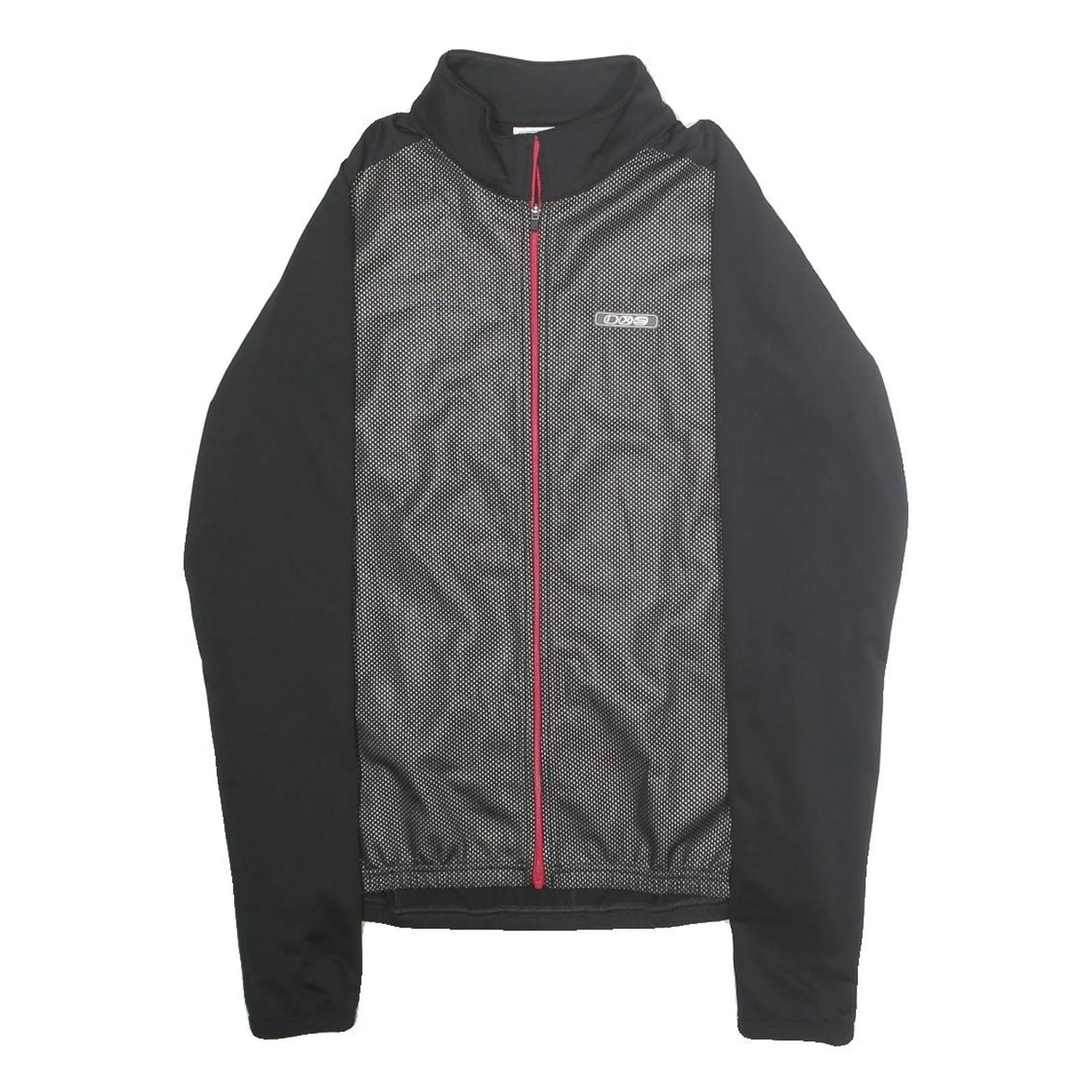 IXS Womens Black & Grey Zip Up Polyester Blend Cycling Jacket UK 12 Printed Logo