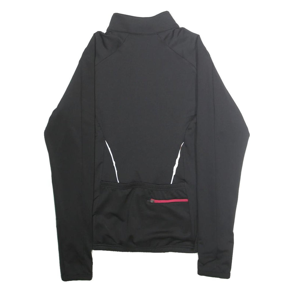IXS Womens Black & Grey Zip Up Polyester Blend Cycling Jacket UK 12 Printed Logo