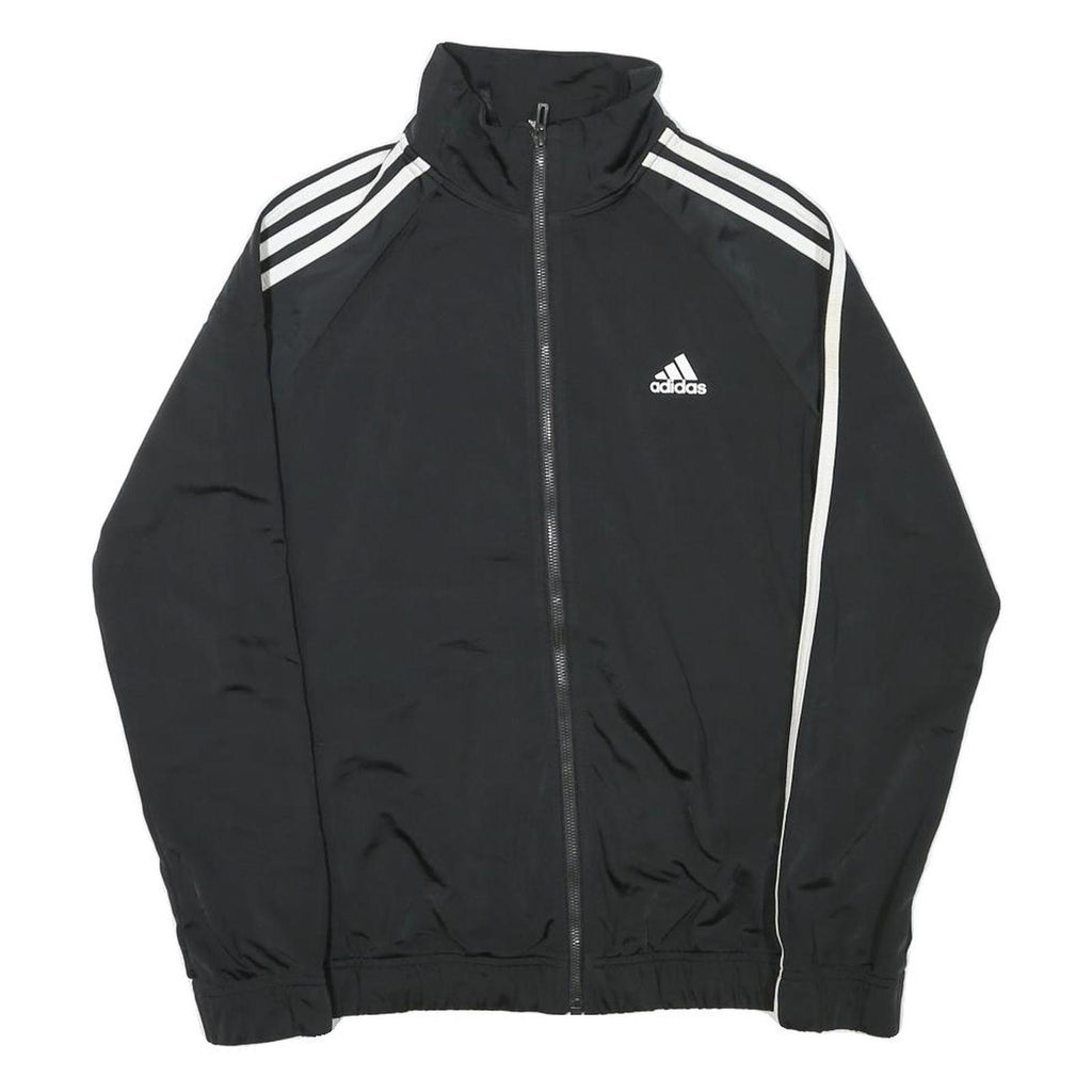 ADIDAS Mens Black & White Track Jacket S Polyester Blend Zip Athletic Sportswear