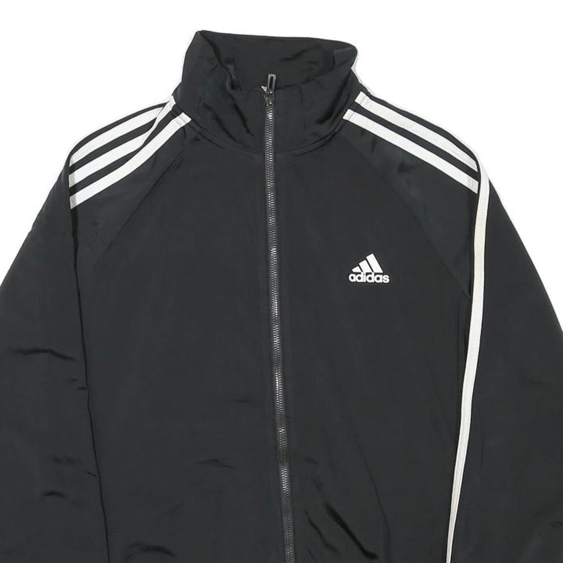 ADIDAS Mens Black & White Track Jacket S Polyester Blend Zip Athletic Sportswear
