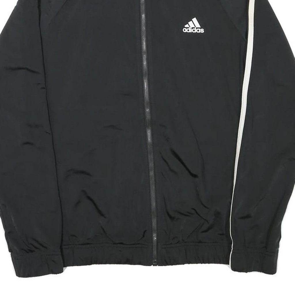 ADIDAS Mens Black & White Track Jacket S Polyester Blend Zip Athletic Sportswear