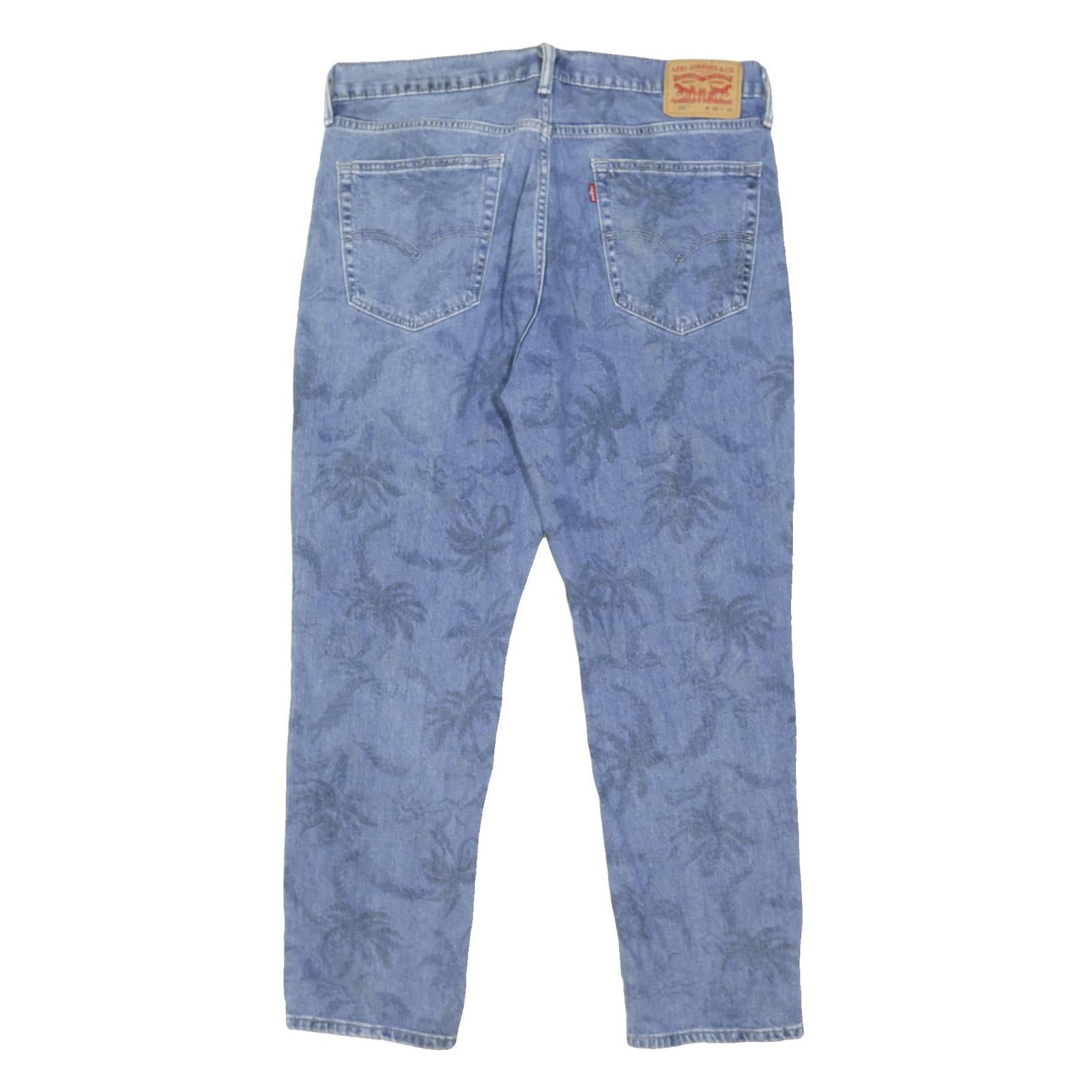 LEVI'S 541 Womens Regular Fit Blue Denim Jeans W36 L29 Palm Print Button Fly