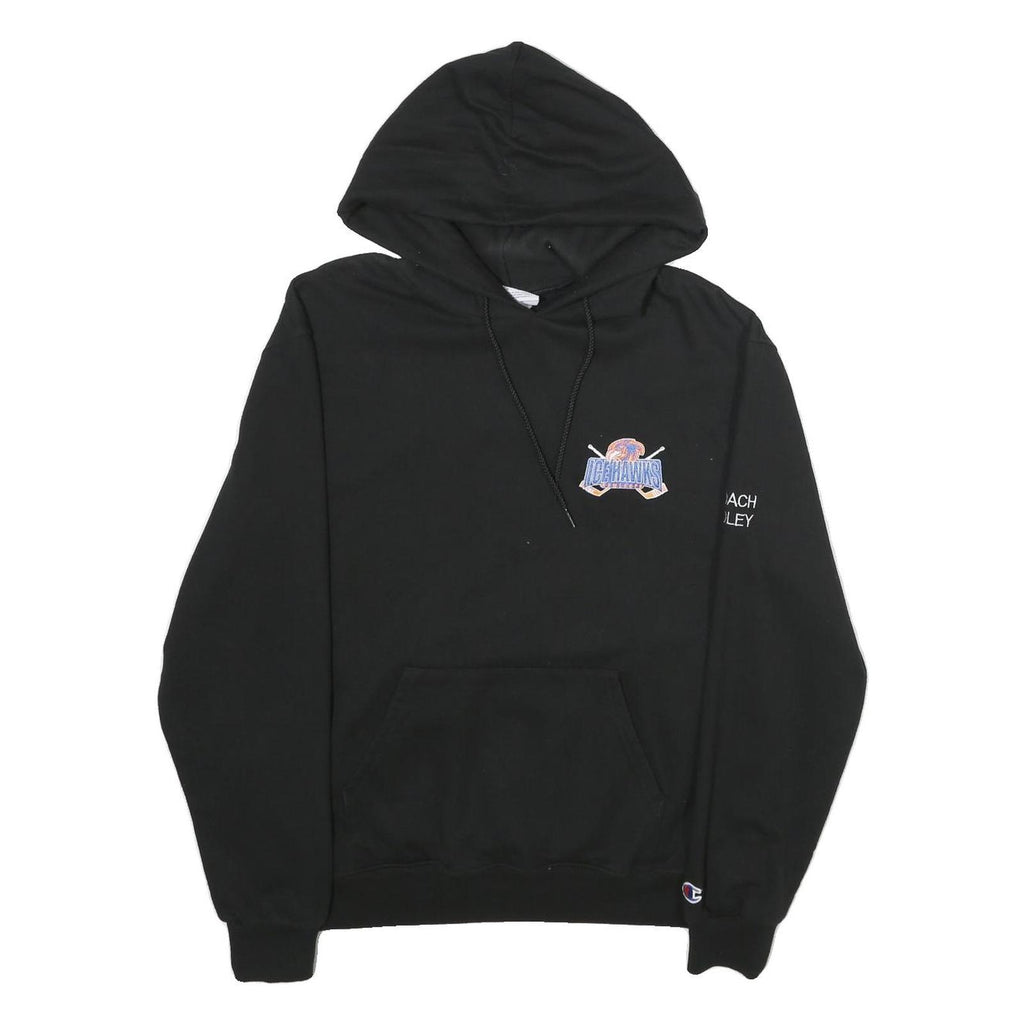 CHAMPION Mens Black Icehawks Pullover Hoodie M Cotton Blend Casual Sportswear