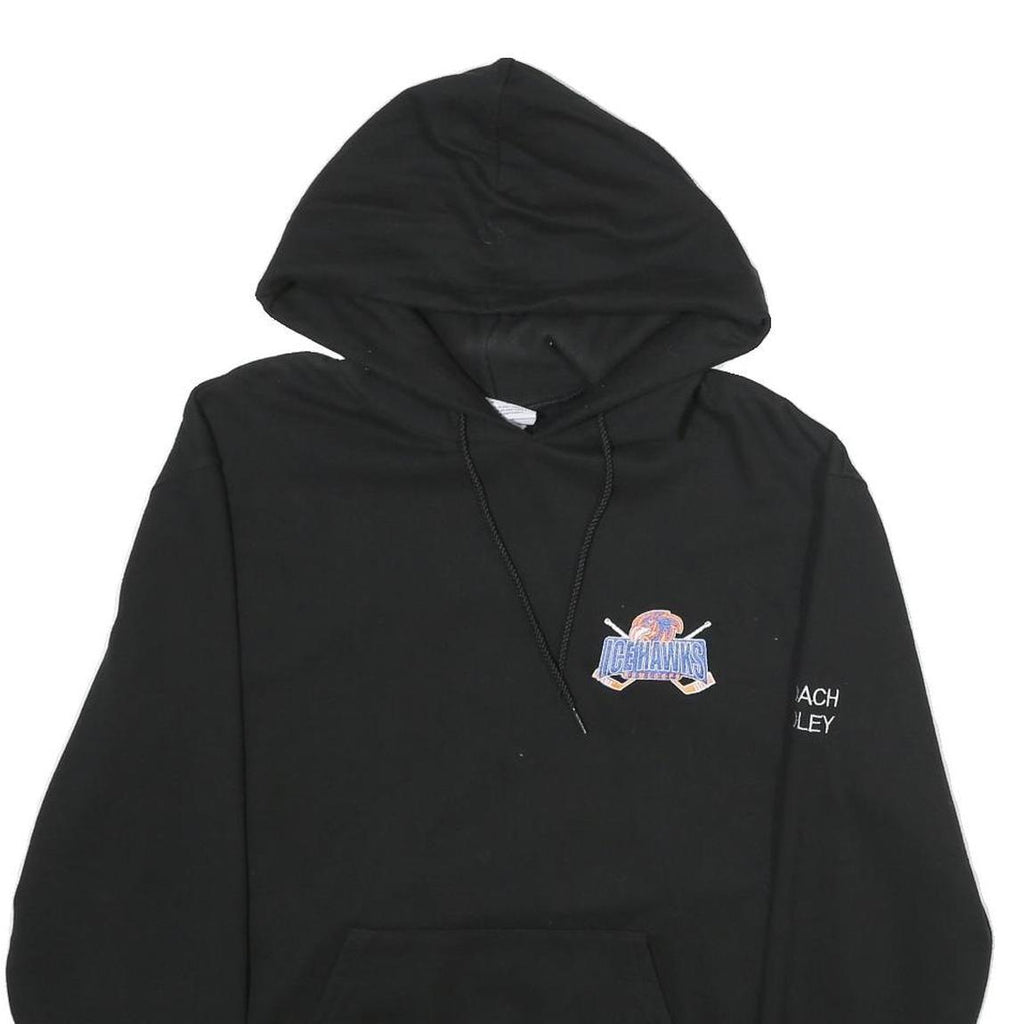 CHAMPION Mens Black Icehawks Pullover Hoodie M Cotton Blend Casual Sportswear