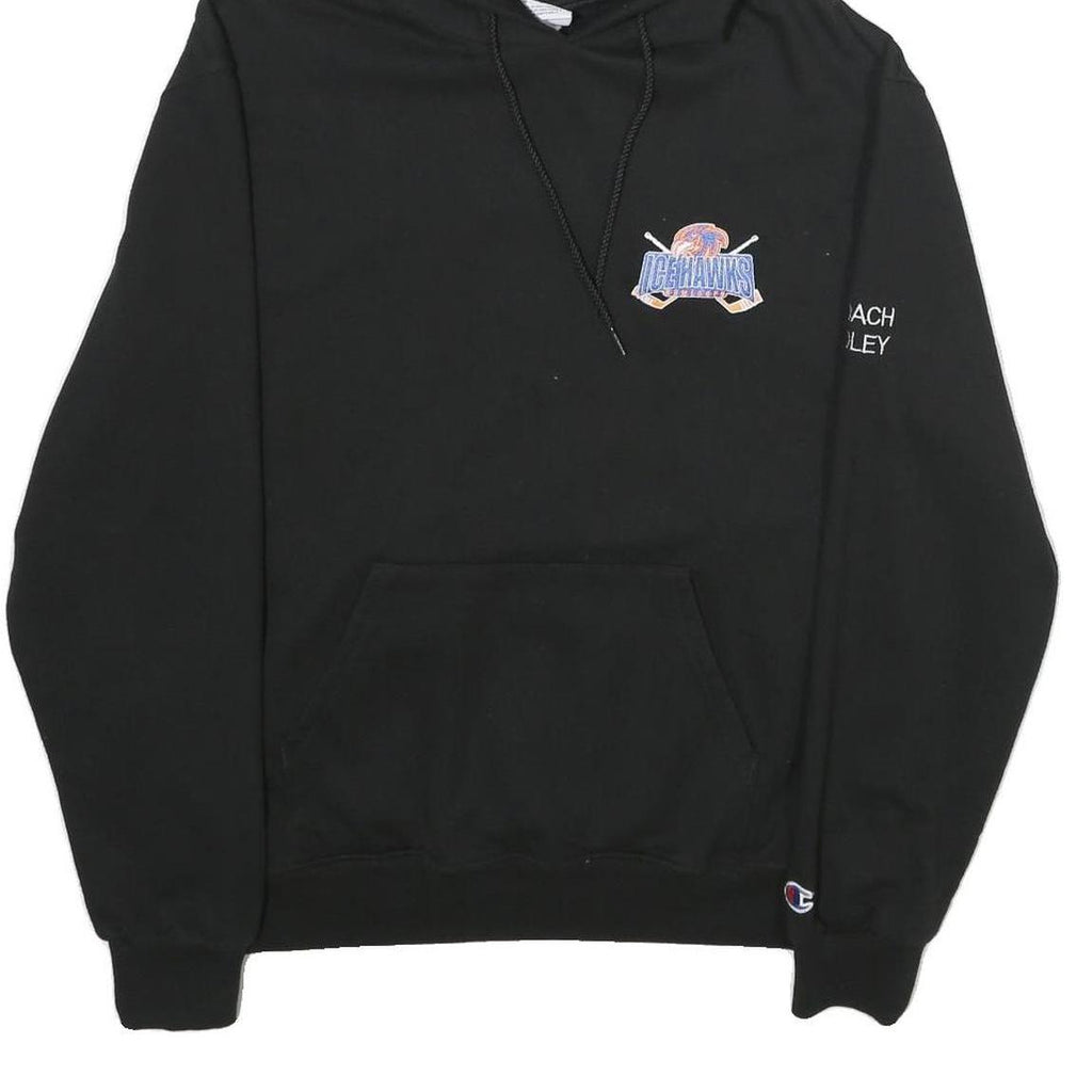 CHAMPION Mens Black Icehawks Pullover Hoodie M Cotton Blend Casual Sportswear