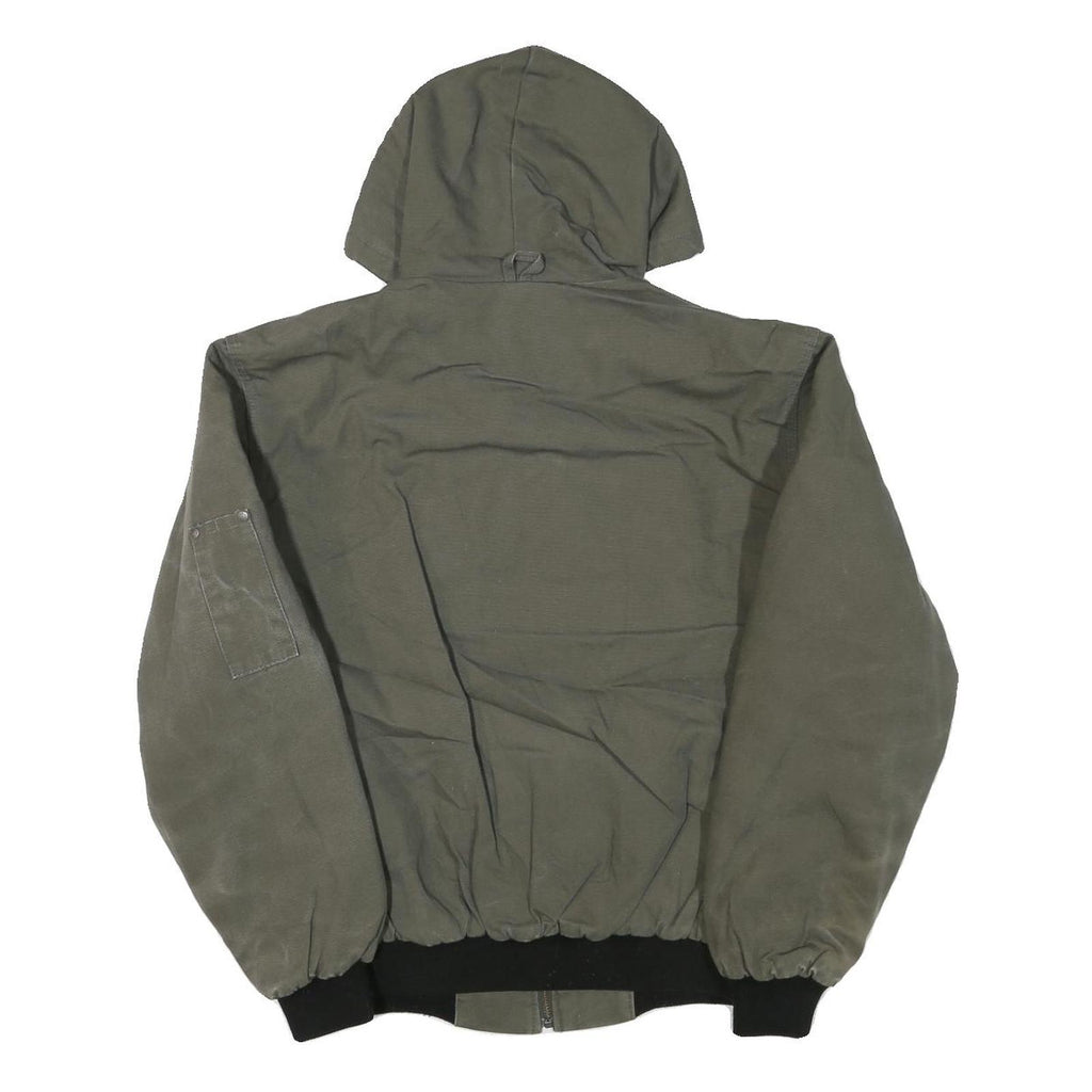 CCF Mens Green Cotton Blend Zip Hooded Jacket S Wildwood Grilling Logo