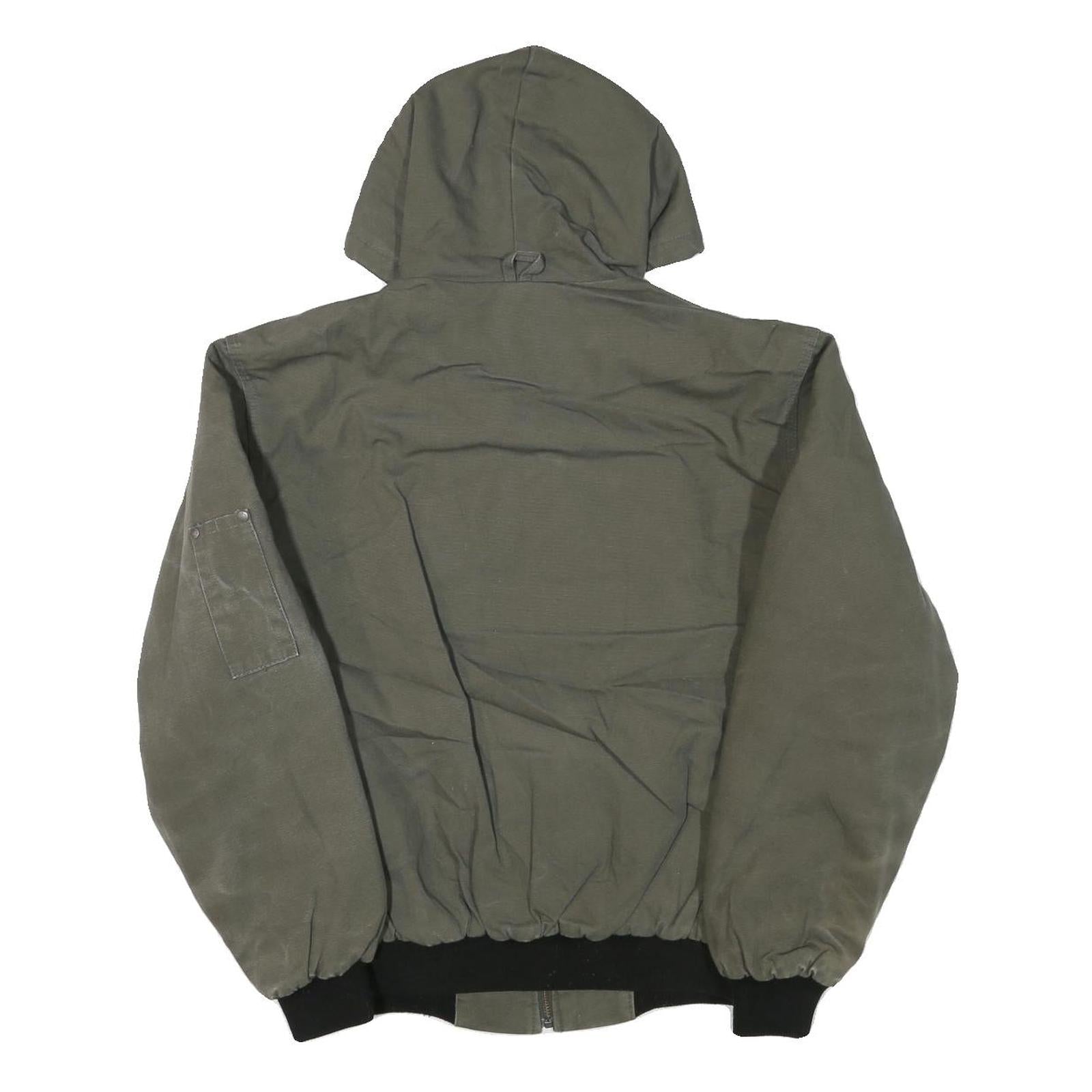CCF Mens Green Cotton Blend Zip Hooded Jacket S Wildwood Grilling Logo
