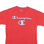 CHAMPION Mens Red Graphic T-Shirt M Short Sleeve Crew Neck Branding Comfort