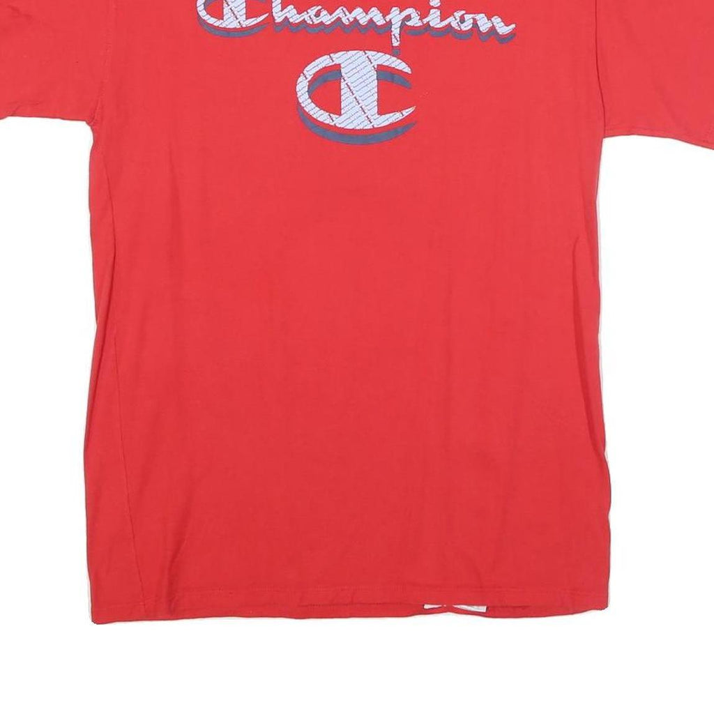 CHAMPION Mens Red Graphic T-Shirt M Short Sleeve Crew Neck Branding Comfort