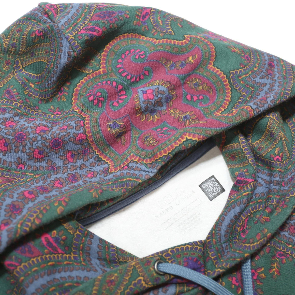 POLO RALPH LAUREN Mens Green Paisley Pullover Hoodie M Cotton Blend Casual