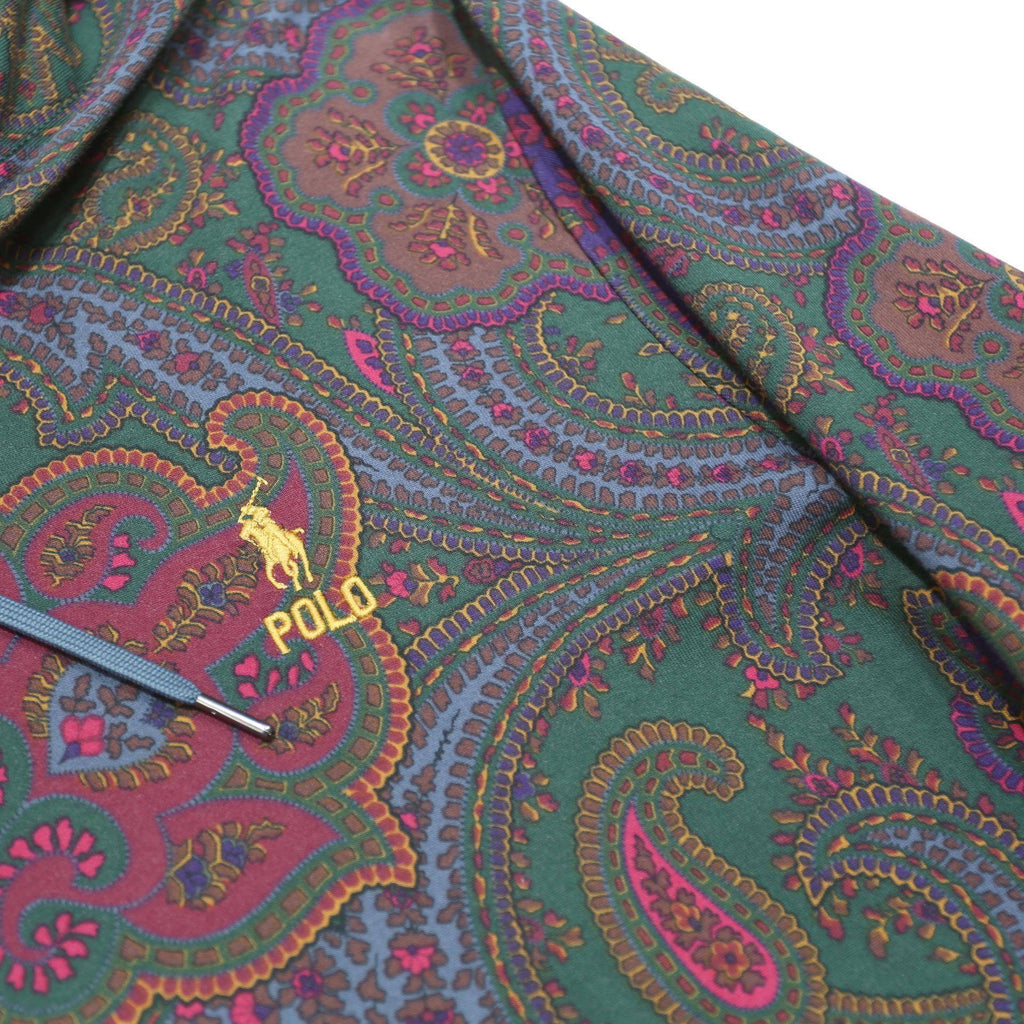 POLO RALPH LAUREN Mens Green Paisley Pullover Hoodie M Cotton Blend Casual