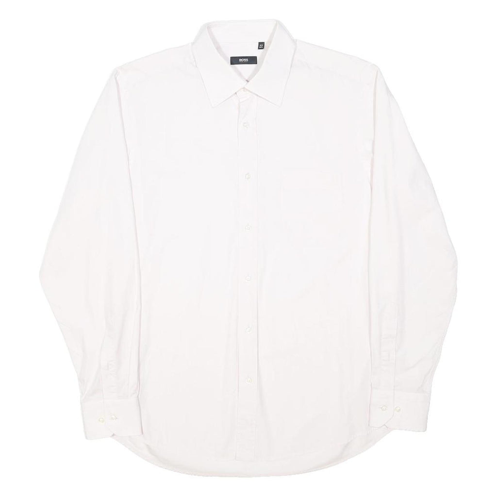 BOSS HUGO BOSS Mens White Cotton Shirt XL Classic Formal Button Front
