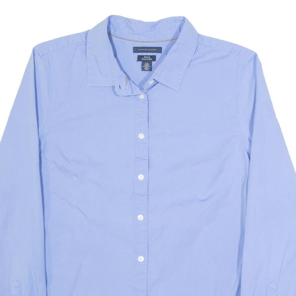 TOMMY HILFIGER Womens Plain Shirt Blue Long Sleeve L