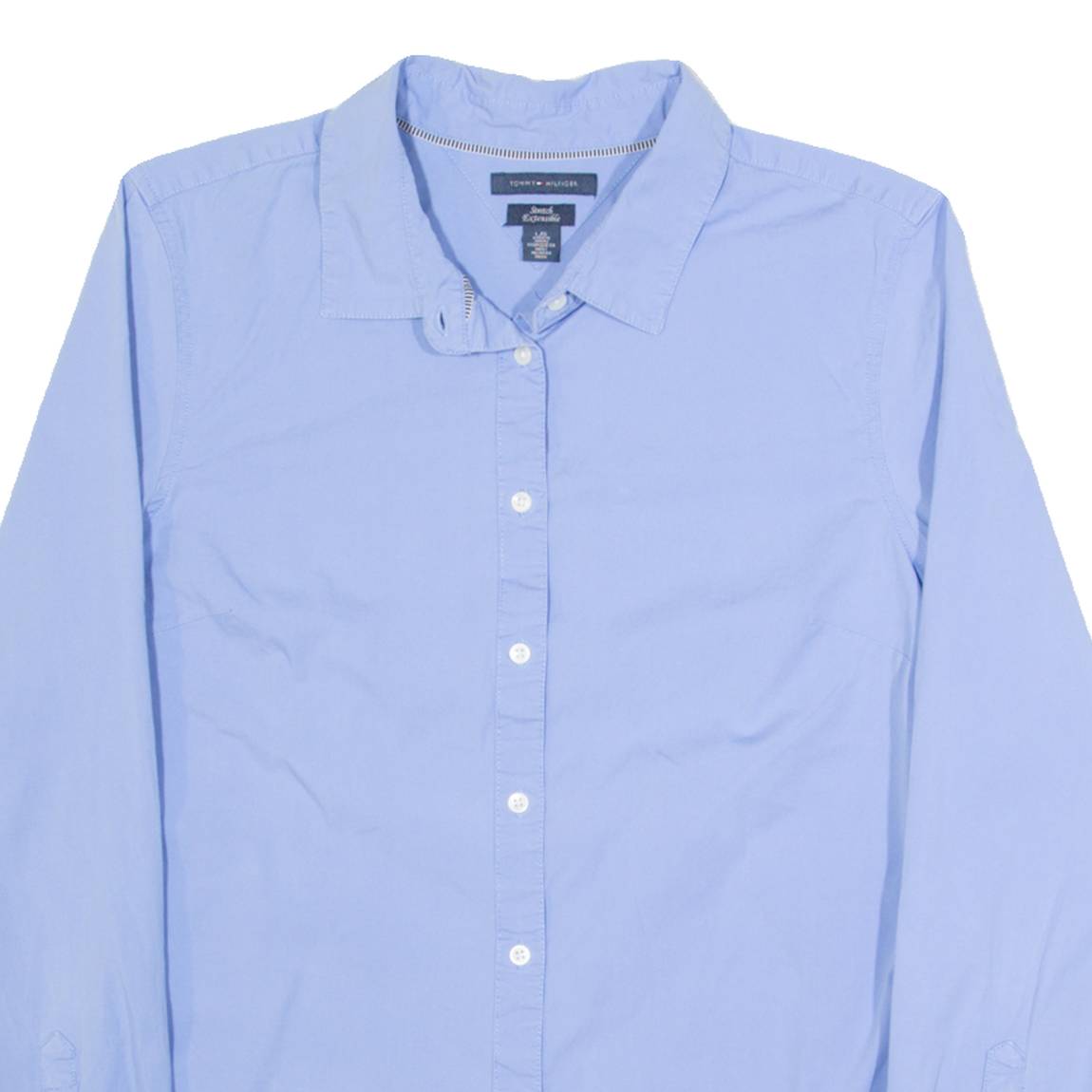 TOMMY HILFIGER Womens Plain Shirt Blue Long Sleeve L