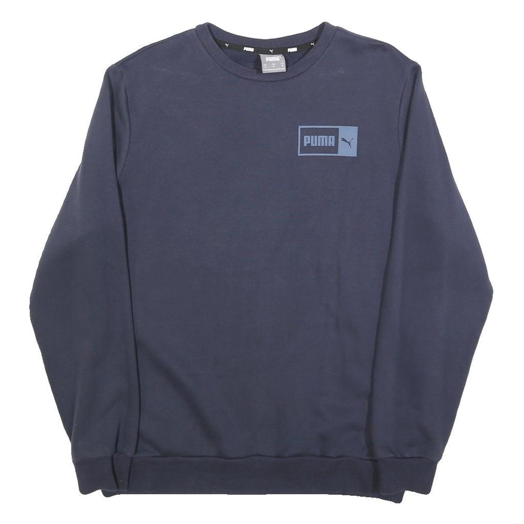 PUMA Mens Blue Crew Neck M Sweatshirt Cotton Blend Pullover Sports Casual