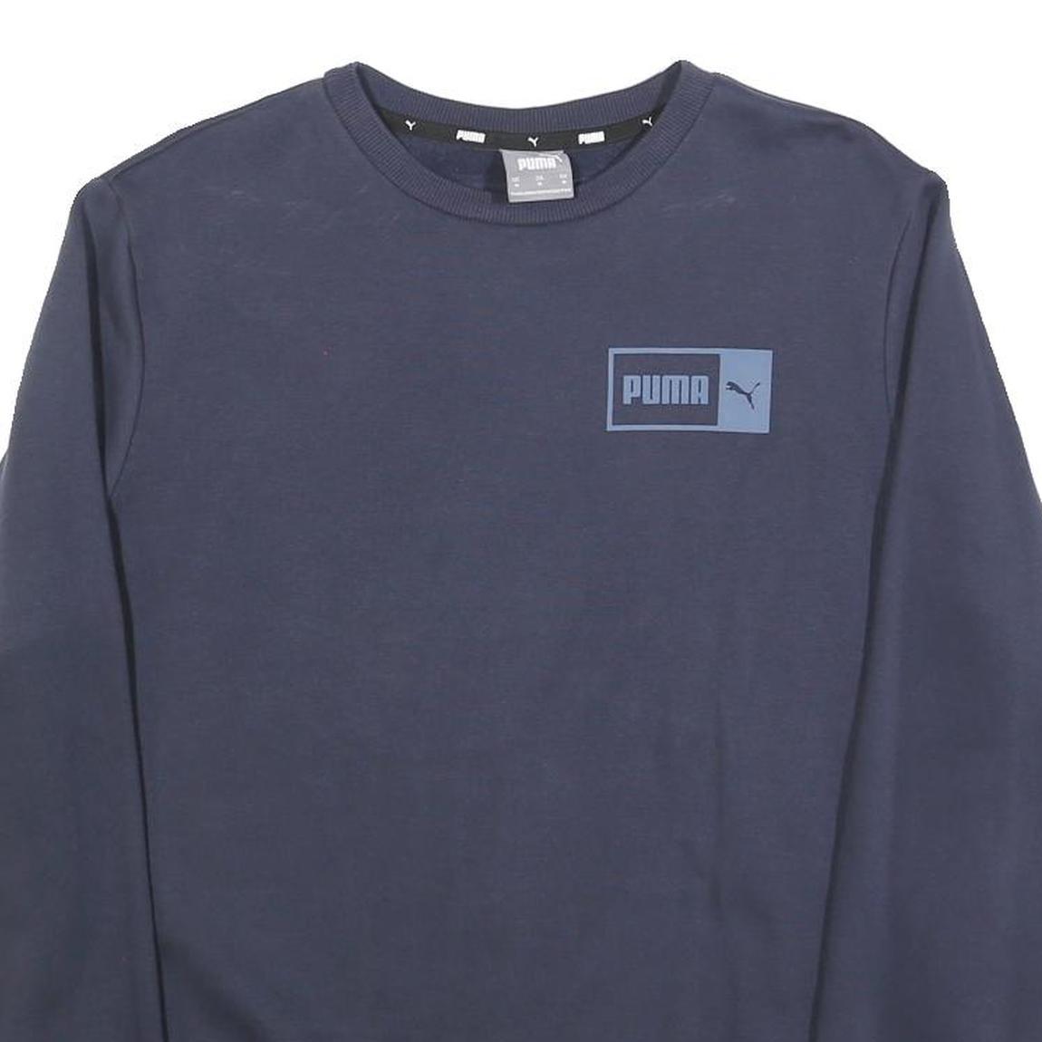 PUMA Mens Blue Crew Neck M Sweatshirt Cotton Blend Pullover Sports Casual
