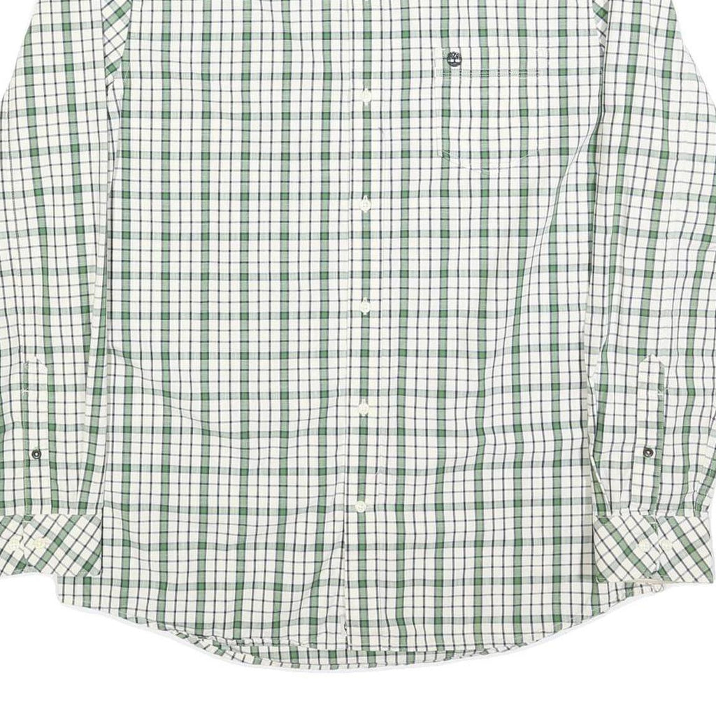 TIMBERLAND Mens Green & White Check Shirt L Long Sleeve Cotton Classic