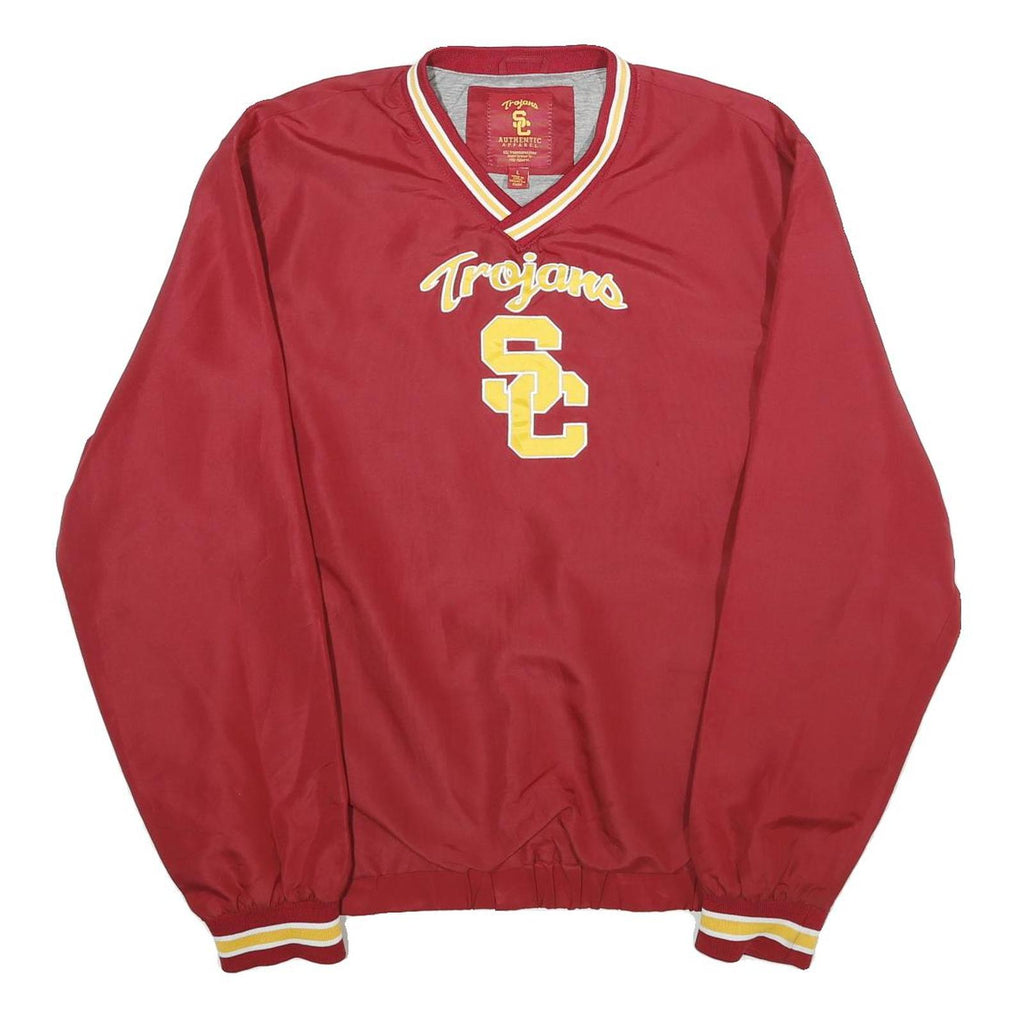 USC TROJANS Mens Red & Yellow V-Neck Sweatshirt L Nylon Pullover