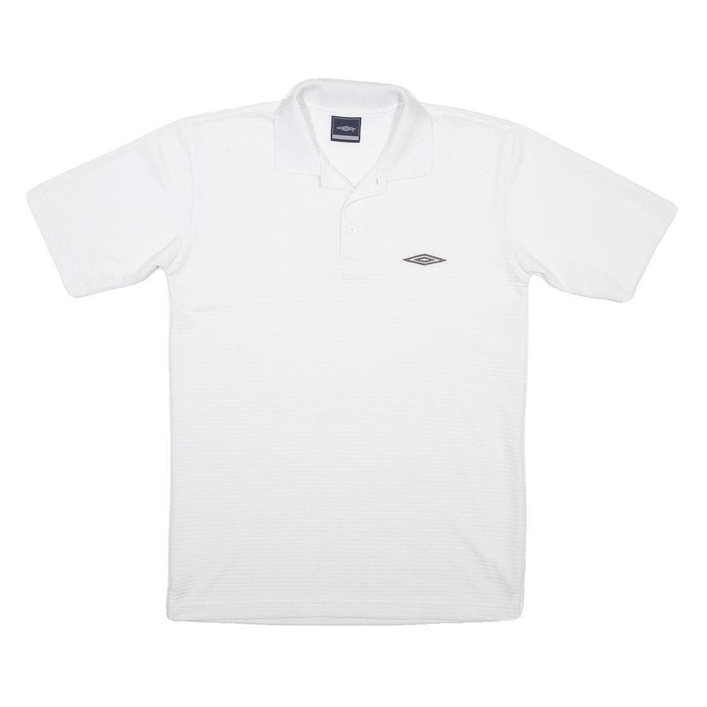 UMBRO Mens White Short Sleeve Plain Polo Shirt S Cotton Blend Casual Sporty