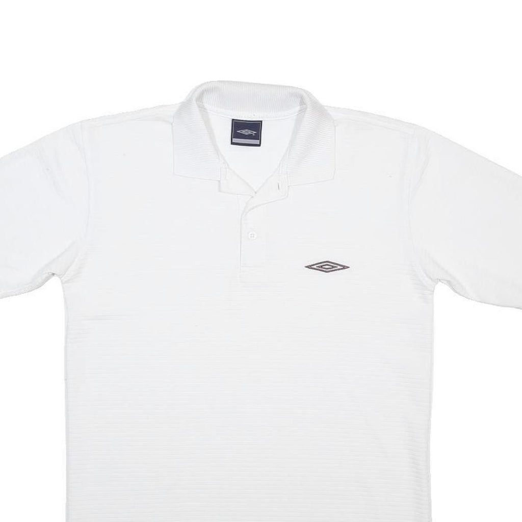 UMBRO Mens White Short Sleeve Plain Polo Shirt S Cotton Blend Casual Sporty