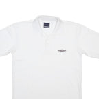 UMBRO Mens White Short Sleeve Plain Polo Shirt S Cotton Blend Casual Sporty