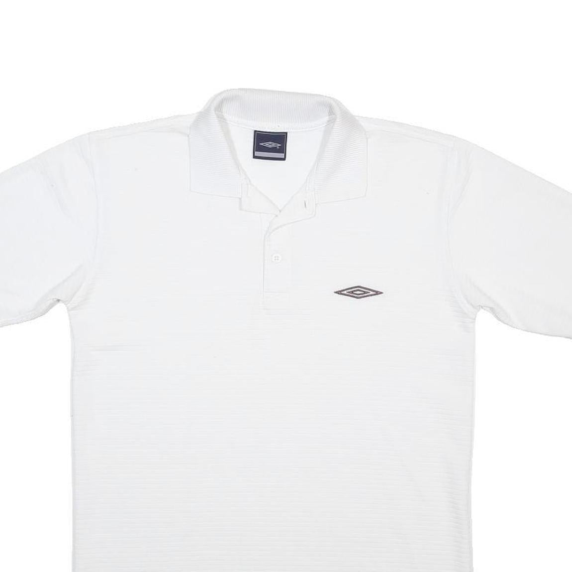 UMBRO Mens White Short Sleeve Plain Polo Shirt S Cotton Blend Casual Sporty