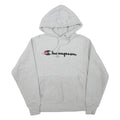 CHAMPION Mens Grey Pullover Hoodie S Classic Script Logo Cotton Blend Casual