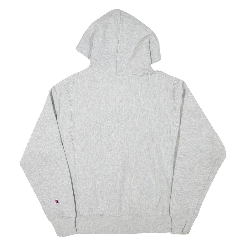 CHAMPION Mens Grey Pullover Hoodie S Classic Script Logo Cotton Blend Casual